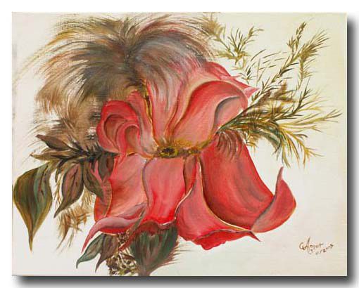 'UNE DROLE DE FLEURS' 
Janvier 2005 - Peinture à l'huile
Collection personnelle